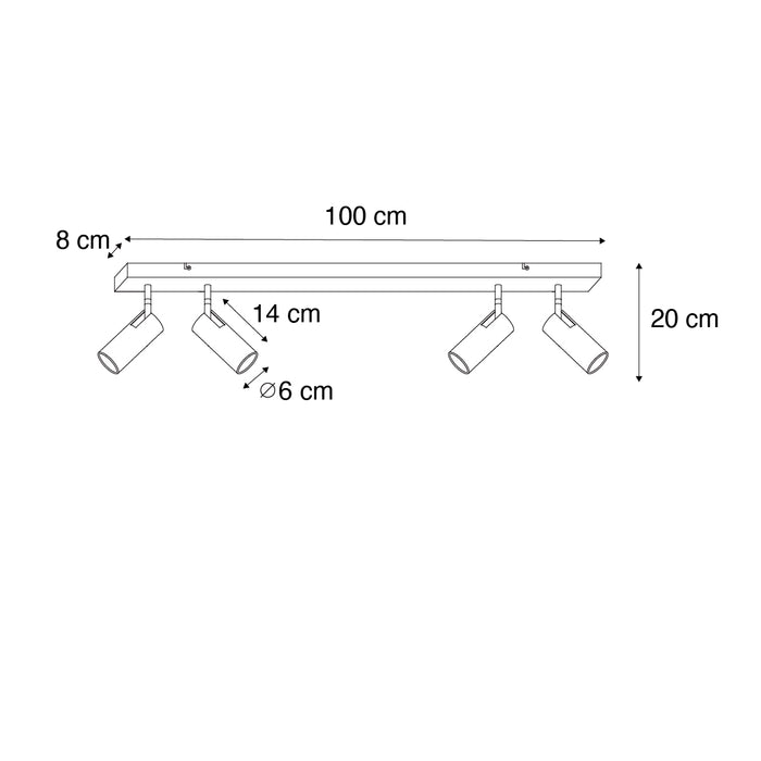 QAZQA Moderne plafondspot zwart 4-lichts verstelbaar - Renna