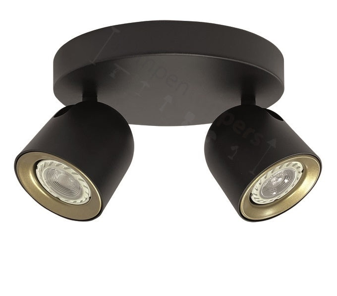 Freelight Spot Solare Zwart - Goud GU10 2 Lichts