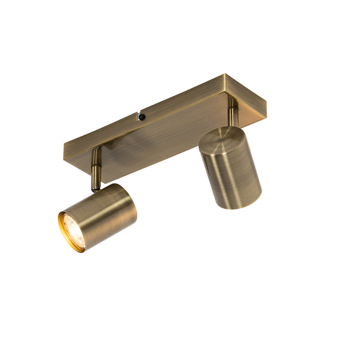 QAZQA Moderne plafondlamp brons 2-lichts verstelbaar rechthoekig -