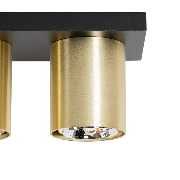 QAZQA Moderne plafondspot zwart met goud 4-lichts - Tubo