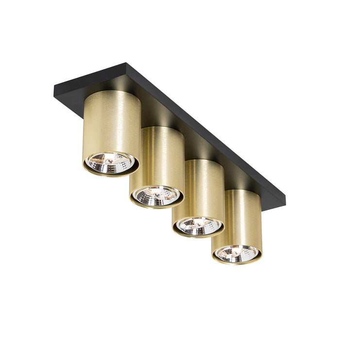 QAZQA Moderne plafondspot zwart met goud 4-lichts - Tubo