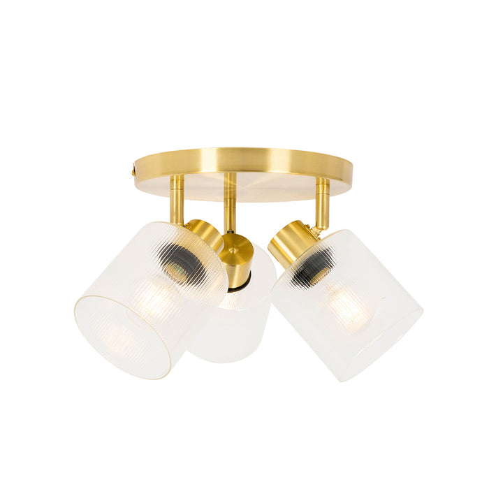 QAZQA Plafondspot goud met glas 3-lichts verstelbaar rond - Laura
