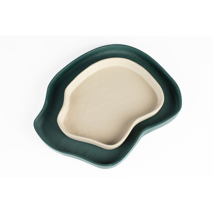 Zuiver Revolt Trays| Plateau Organisch Groen|Ivoor - Set of 2