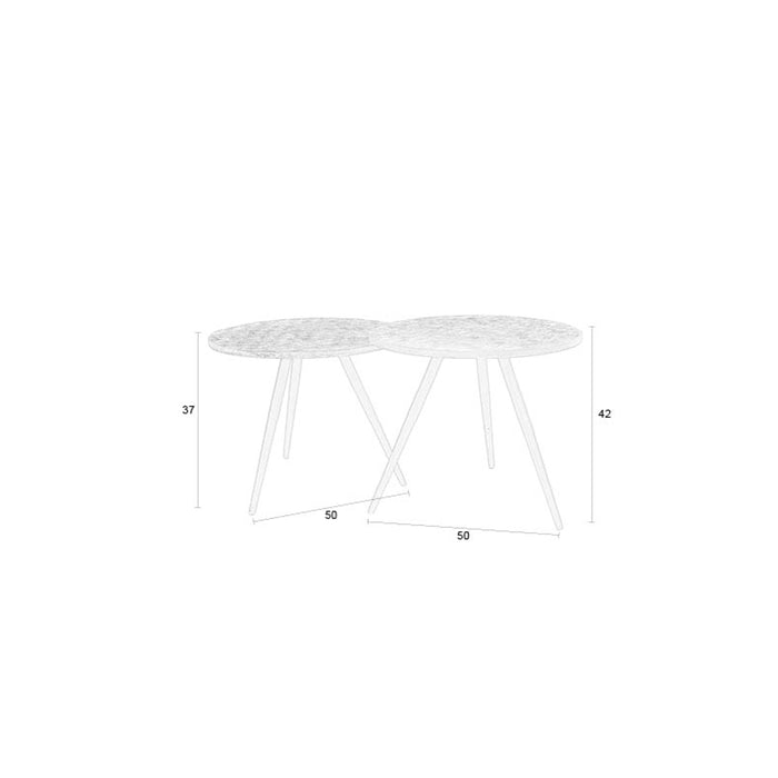 Housecraft Living Webster Bijzettafel Rond Teak Hout Bruin - Set van 2