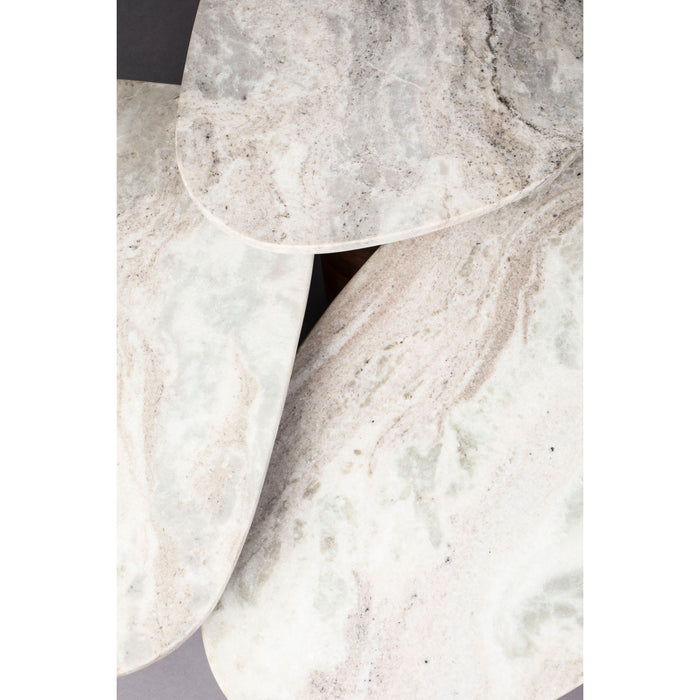 Dutchbone Suki Bijzettafel Organische vorm Marmer| Hout Wit| Bruin - Set van 3