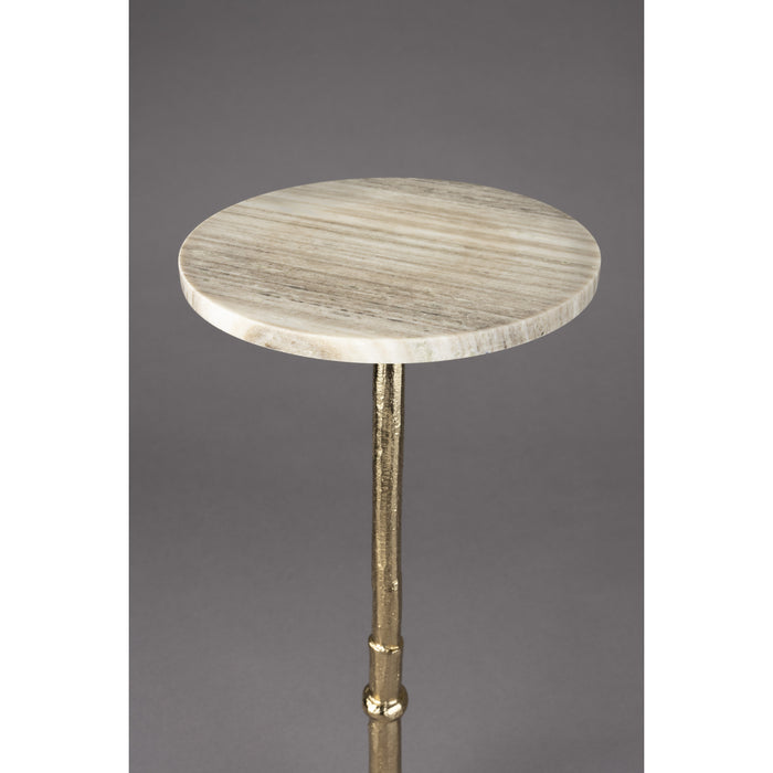 Dutchbone Everest Bijzettafel Rond 25 cm Marmer Beige| Goud