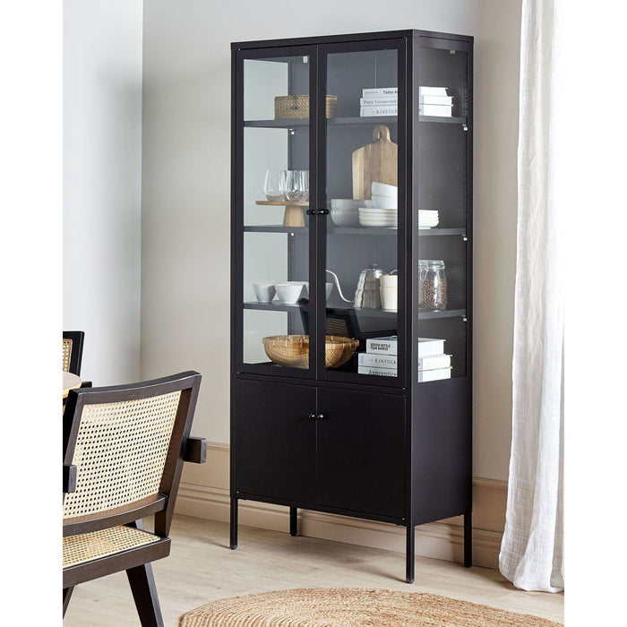 Beliani - OXTED - Vitrinekast - Zwart - Staal