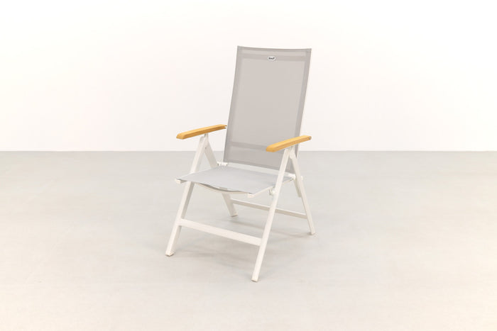 Hartman Napoli verstelbare tuinstoel - Teak armleuning - wit