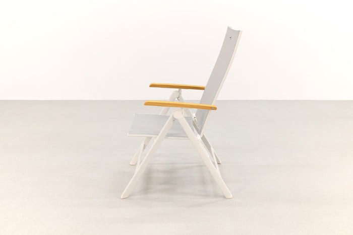Hartman Napoli verstelbare tuinstoel - Teak armleuning - wit