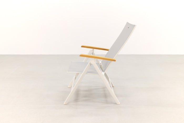 Hartman Napoli verstelbare tuinstoel - Teak armleuning - wit