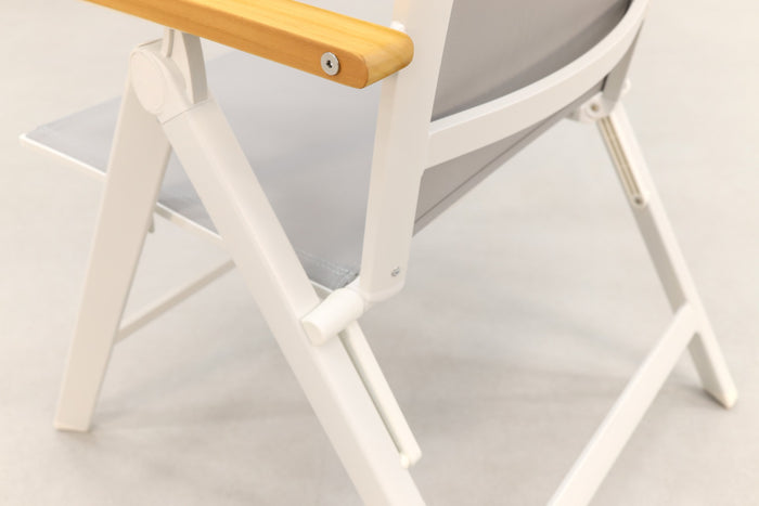 Hartman Napoli verstelbare tuinstoel - Teak armleuning - wit
