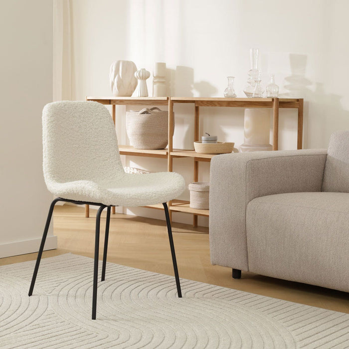 Nolon Nora-Fé Eetkamerstoel Teddy Wit - Stof - Zwarte Poten