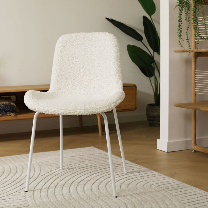 Nolon Nora-Fé Eetkamerstoel Teddy Wit - Stof - Witte Poten