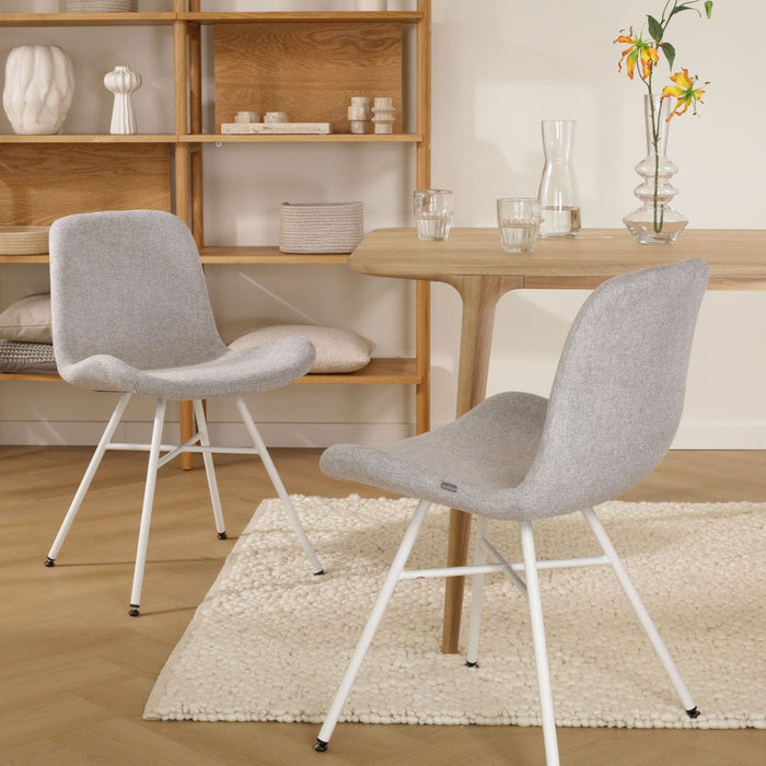 Nolon Noa-Fé Eetkamerstoel Lichtgrijs - Stof - Wit Onderstel