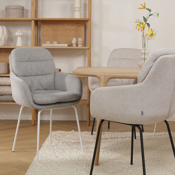 Nolon Nora-Mia Eetkamerstoel Grijs - met Armleuning - Wit