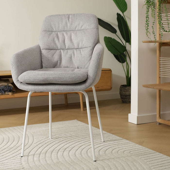 Nolon Nora-Mia Eetkamerstoel Grijs - met Armleuning - Wit