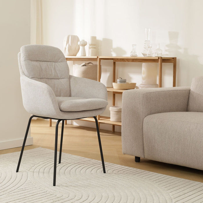 Nolon Nora-Mia Eetkamerstoel Beige - met Armleuning - Zwart