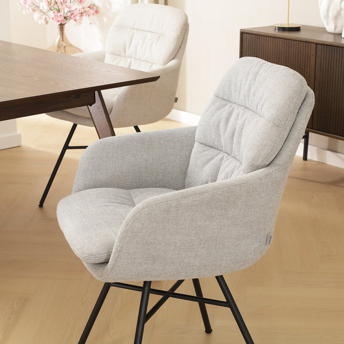 Nolon Noa-Mia Eetkamerstoel Grijs - met Armleuning - Zwart