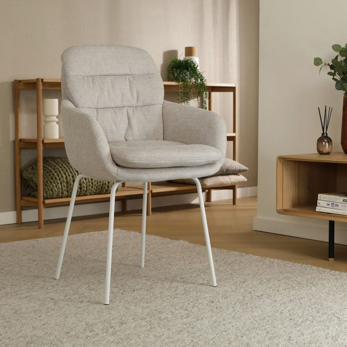 Nolon Nora-Mia Eetkamerstoel Beige - met Armleuning - Wit