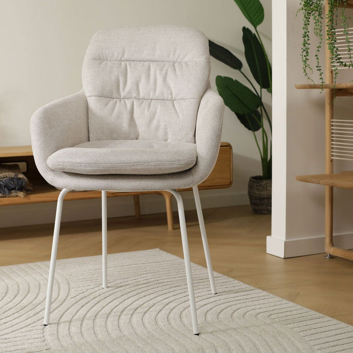 Nolon Nora-Mia Eetkamerstoel Beige - met Armleuning - Wit