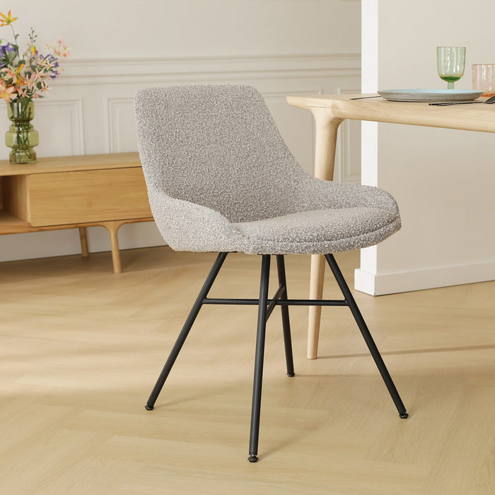 Nolon Noa-Isa Eetkamerstoel Bouclé Taupe - Stof - Zwart Onderstel