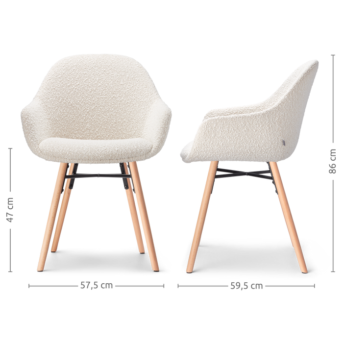 Nolon Nena-Mae Eetkamerstoel Bouclé Beige - Armleuning - Stof