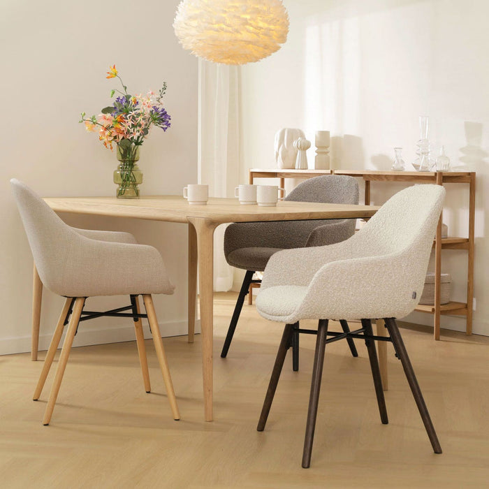 Nolon Nena-Mae Eetkamerstoel Bouclé Beige - Armleuning - Stof