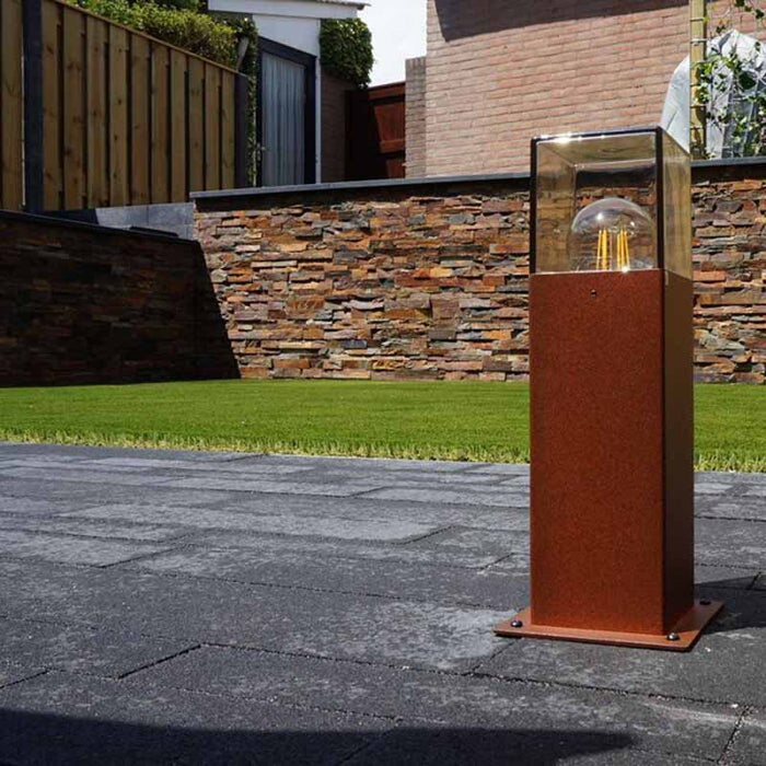 QAZQA Industriële staande buitenlamp roestbruin 30 cm IP44 - Denmark