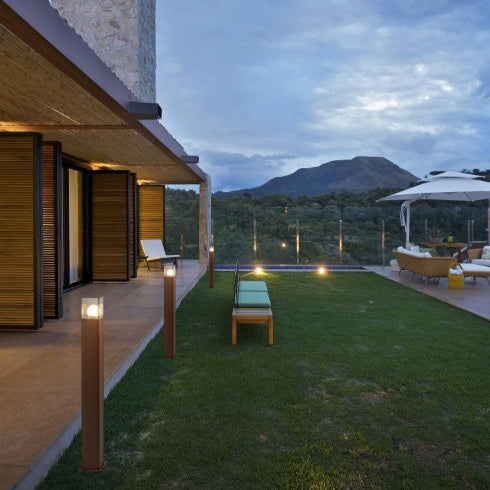 QAZQA Industriële staande buitenlamp roestbruin 70 cm IP44 - Denmark