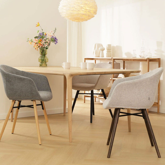 Nolon Nena-Otis Eetkamerstoel Lichtgrijs - met Armleuning - Walnoot