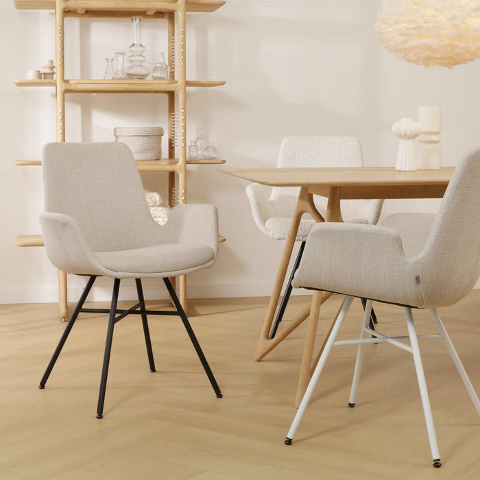 Nolon Noa-Eef Eetkamerstoel Beige - met Armleuning - Wit