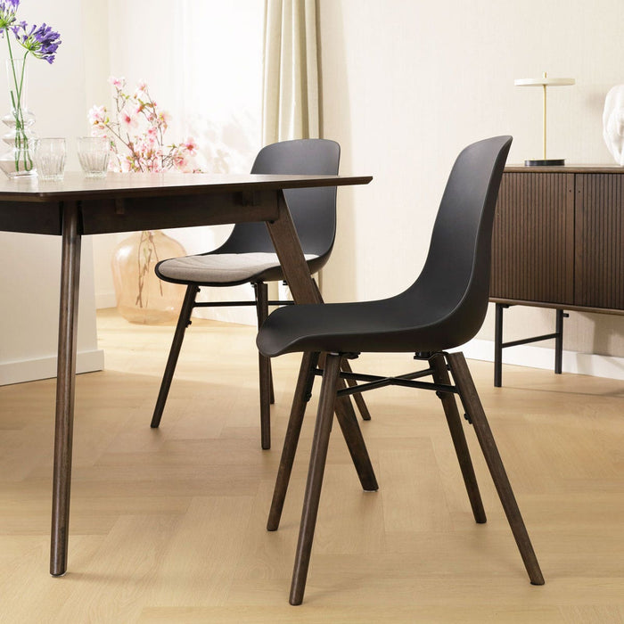 Nolon Nena-Pip Eetkamerstoel Zwart - Kunststof - Walnoot Poten