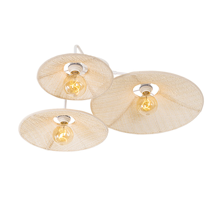 QAZQA Design plafondlamp wit met stof 3-lichts - Jane
