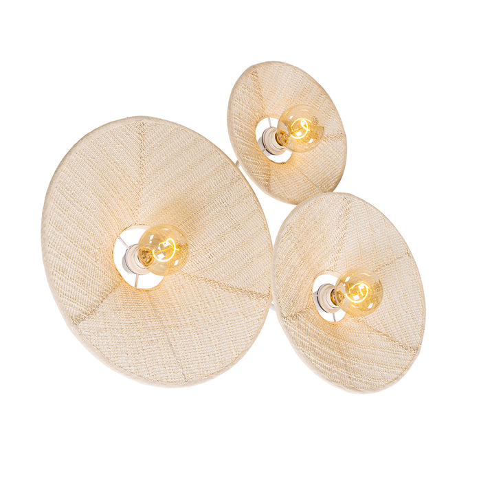 QAZQA Design plafondlamp wit met stof 3-lichts - Jane