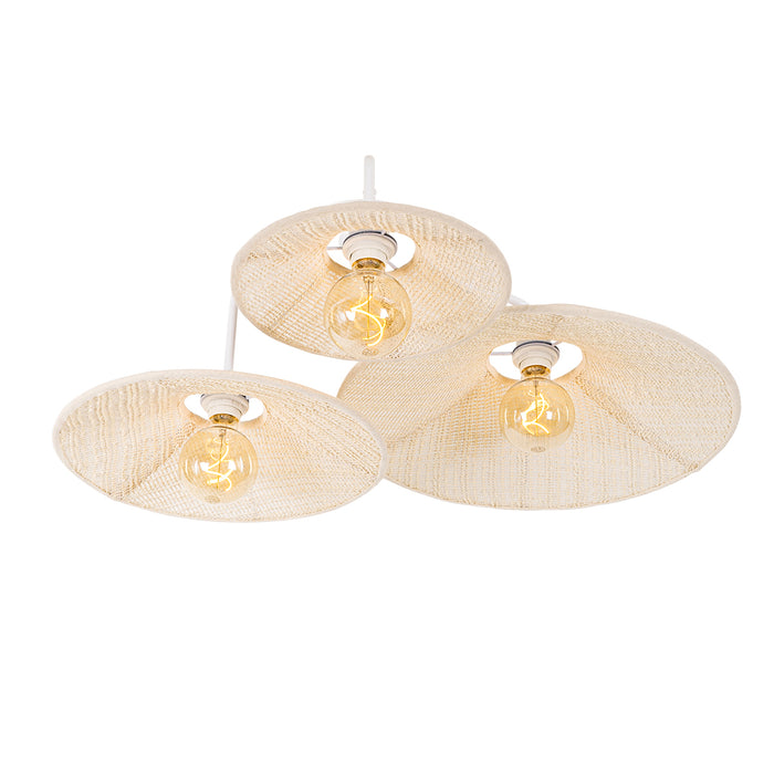 QAZQA Design plafondlamp wit met stof 3-lichts - Jane