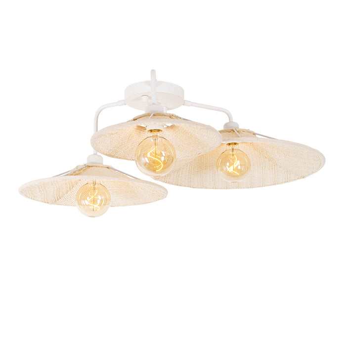 QAZQA Design plafondlamp wit met stof 3-lichts - Jane