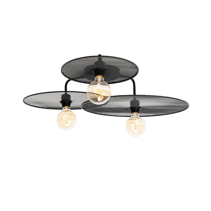 QAZQA Design plafondlamp zwart met mesh 3-lichts - Jane