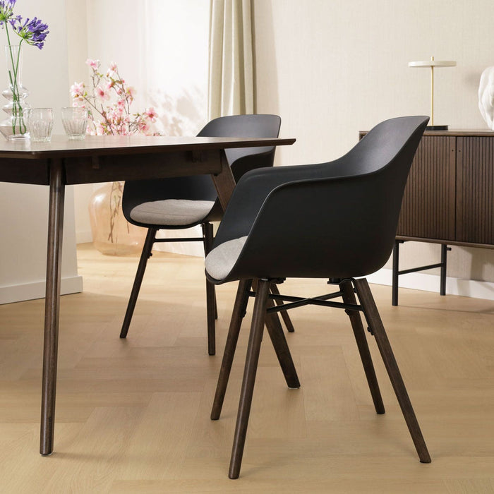 Nolon Nena-Liz Eetkamerstoel Zwart - Beige Kussen - Walnoot