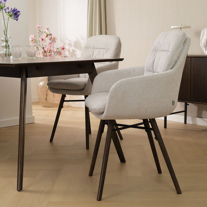 Nolon Nena-Mia Eetkamerstoel Beige - met Armleuning - Walnoot