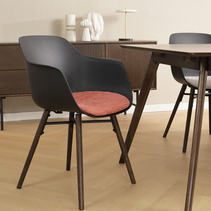 Nolon Nena-Liz Eetkamerstoel Zwart - Terracotta Kussen - Walnoot