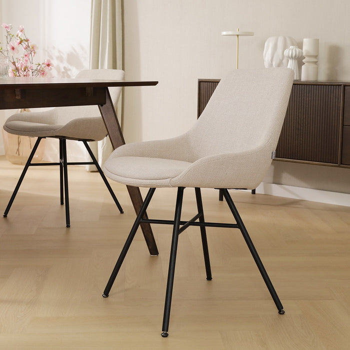 Nolon Noa-Isa Eetkamerstoel Beige - Stof - Zwart Onderstel