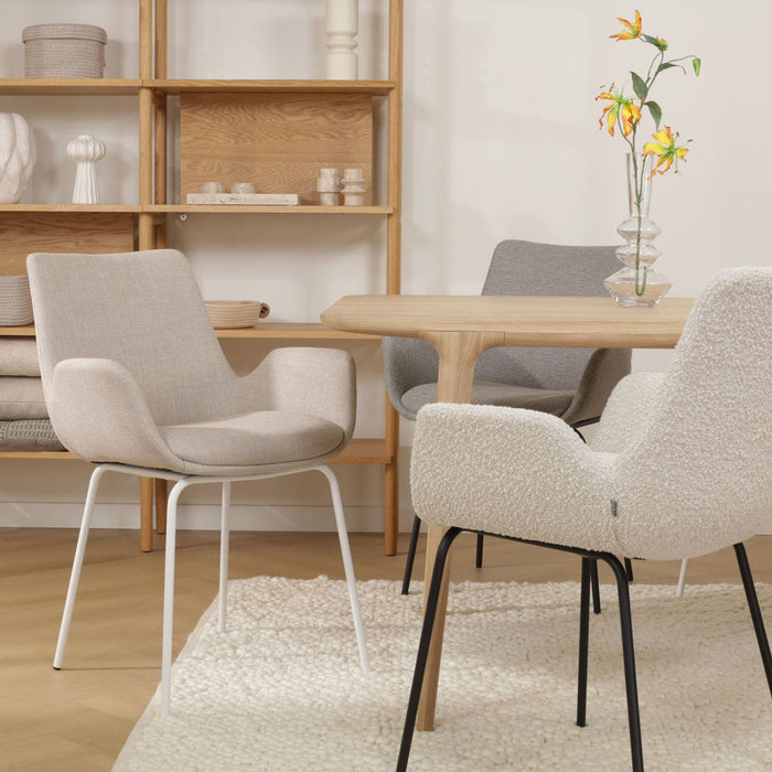 Nolon Nora-Eef Eetkamerstoel Beige - met Armleuning - Wit