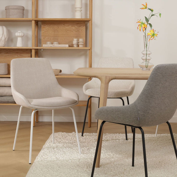 Nolon Nora-Isa Eetkamerstoel Beige - Stof - Zwart Onderstel