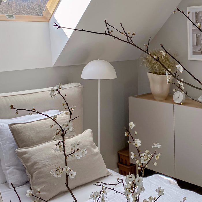 QAZQA Buiten vloerlamp mushroom wit oplaadbaar 3-staps dimbaar -