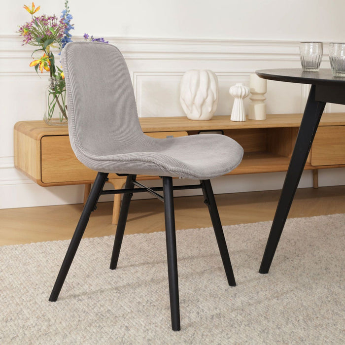 Nolon Nena-Fé Eetkamerstoel Ribstof Warm Grijs - Zwarte Houten Poten