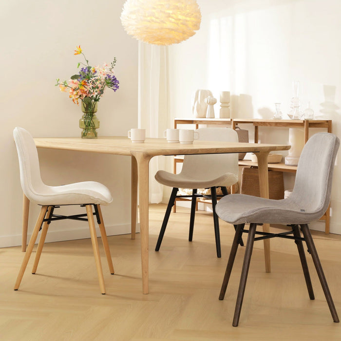 Nolon Nena-Fé Eetkamerstoel Ribstof Warm Grijs - Zwarte Houten Poten