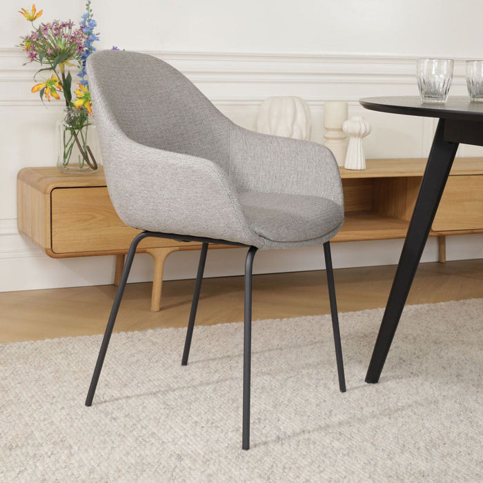 Nolon Nora-Mae Eetkamerstoel Warm Grijs - Armleuning - Zwarte Poten