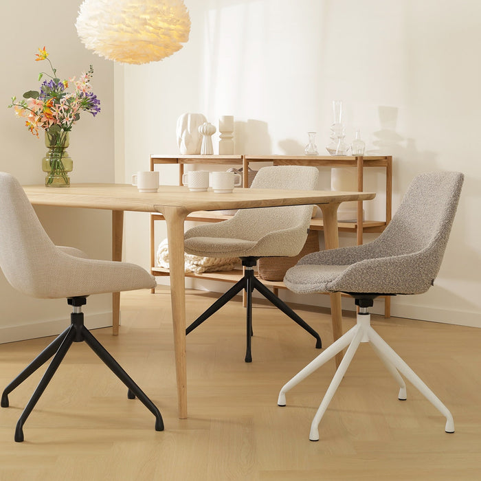 Nolon Nola-Isa Eetkamerstoel Bouclé Taupe - Draaibaar Zwart Onderstel