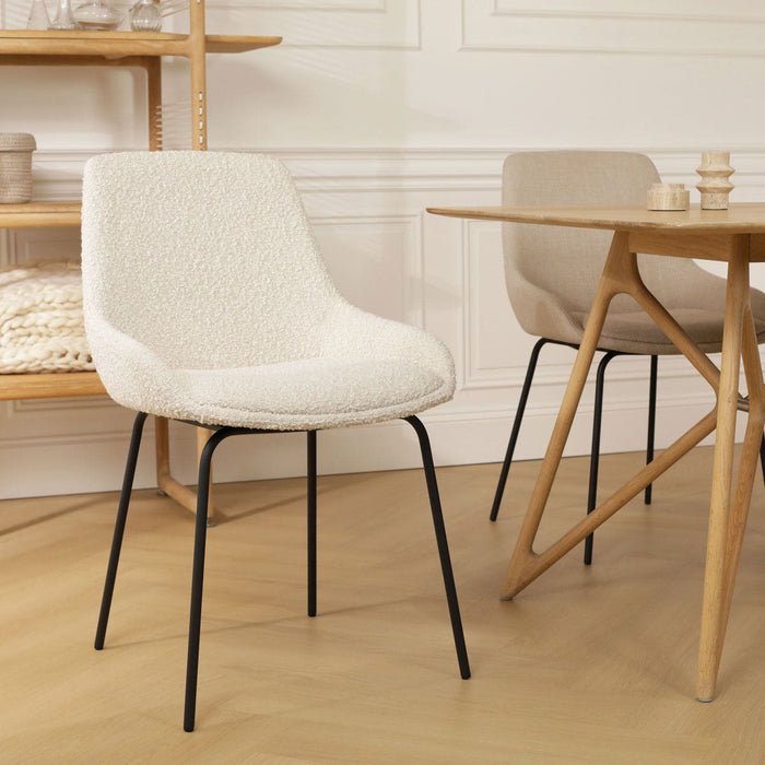 Nolon Nora-Isa Eetkamerstoel Bouclé Beige - Stof - Zwart Onderstel