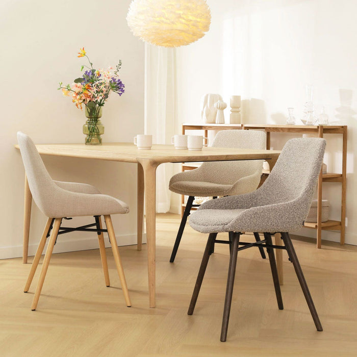 Nolon Nova-Isa Eetkamerstoel Bouclé Beige - Stof - Zwart Onderstel